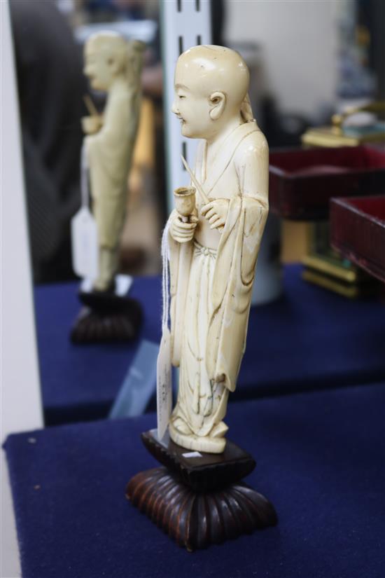 A 19th century Chinese ivory figure of a mohan H.24cm